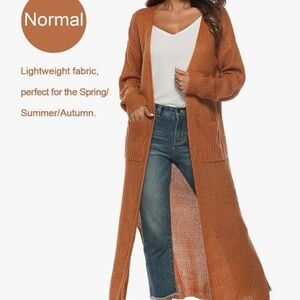Women's Long Knit Cardigan Sweater - Rust
